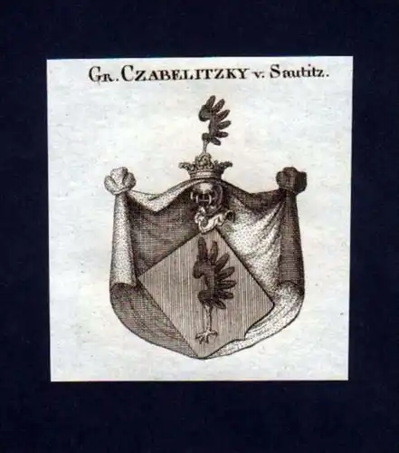 Grafen v Czabelitzky v. Sautitz Kupferstich Wappen