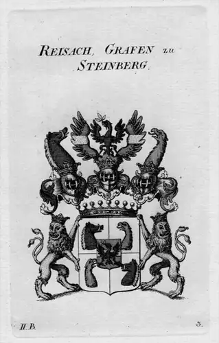 Reisach Steinberg Wappen Adel coat of arms Heraldik crest Kupferstich