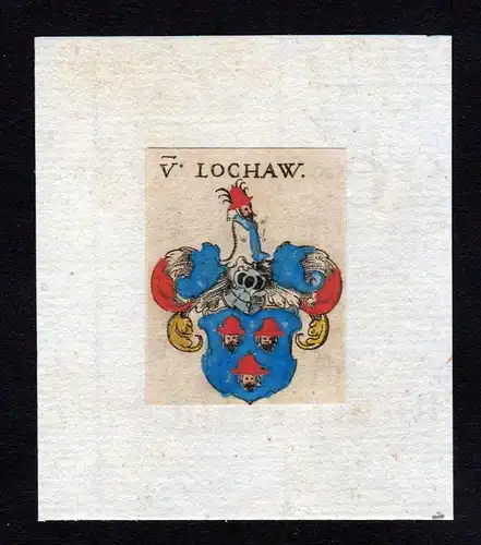 17. Jh Lochau Wappen coat of arms heraldry Heraldik Kupferstich