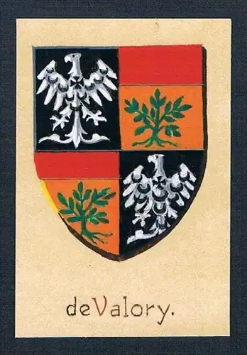 19. / 20. Jh. - de Valory Blason Aquarelle Wappen coat of arms Heraldik