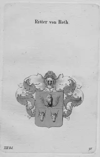 Roth coat of arms heraldry Heraldik Kupferstich