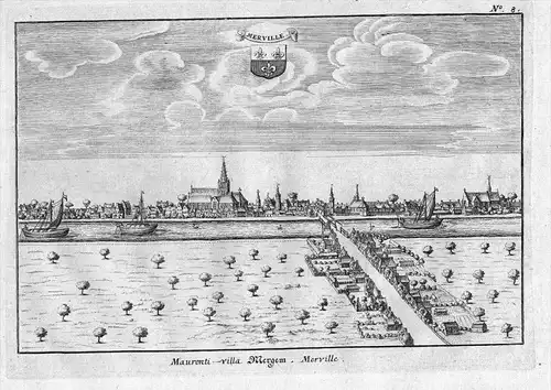 Merville Nord-Pas-de-Calais gravure engraving Kupferstich