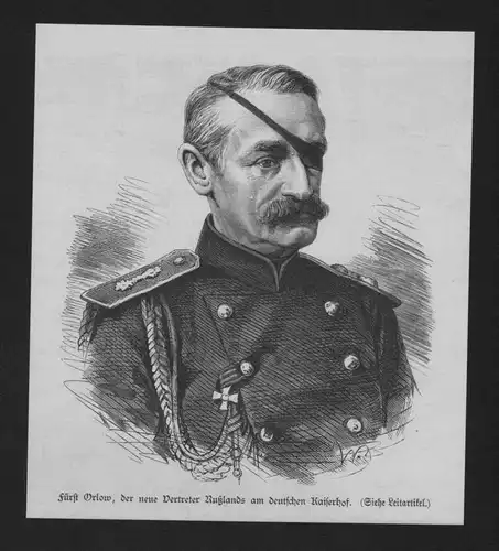 Nikolai Alexejewitsch Orlow Gesandter wood engraving Holzstich Portrait