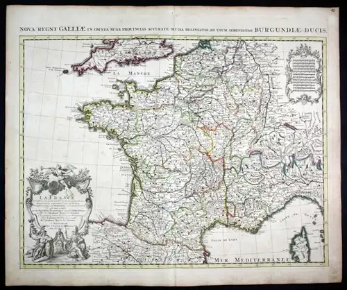 "La France" - France Frankreich map Karte Covens Mortier carte gravure