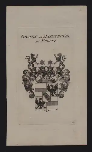 - Grafen von Mannteufel Wappen coat of arms Genealogie Heraldik Kupferstich