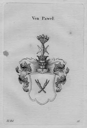 Pawel Wappen Adel coat of arms heraldry Heraldik crest Kupferstich