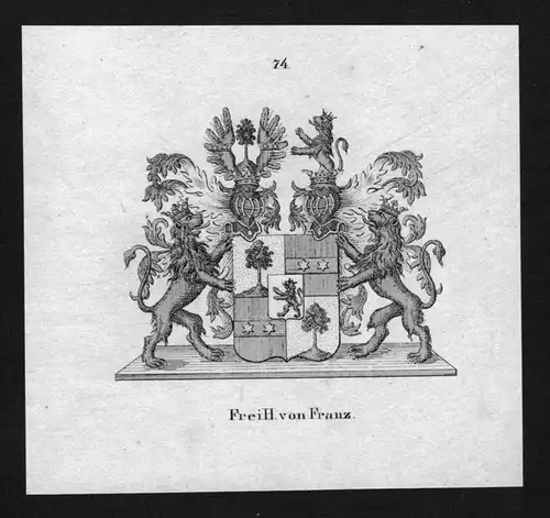von Franz Wappen Adel coat of arms heraldry Heraldik Lithographie