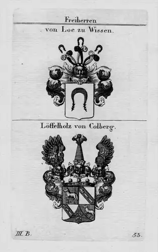 Loe Wissen Löffelholz Colberg Wappen Adel coat of arms heraldry Kupferstich