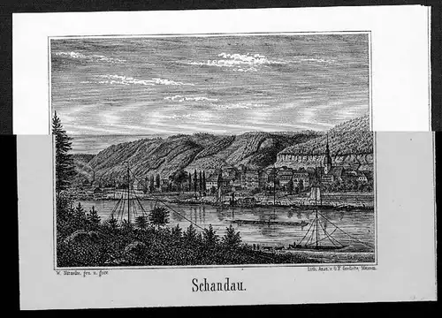 Bad Schandau Elbe Original Lithographie litho lithograph