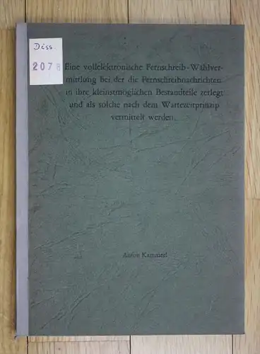 Anton Kammerl Dissertation Telefon Elektronik