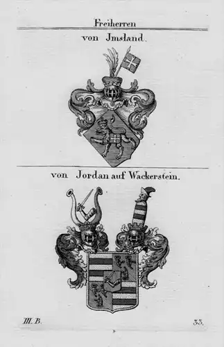 Imsland Jordan Wackerstein Wappen Adel coat of arms  Kupferstich