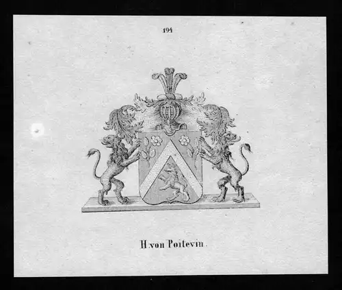 Poitevin Wappen Adel coat of arms heraldry Heraldik Lithographie