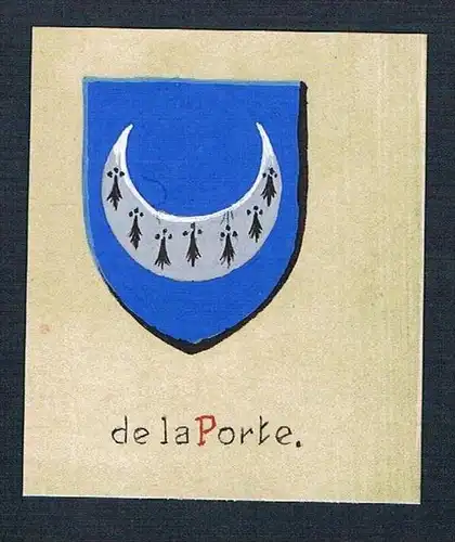 19. / 20. Jh. - de la Porte Blason Aquarelle Wappen coat of arms Heraldik