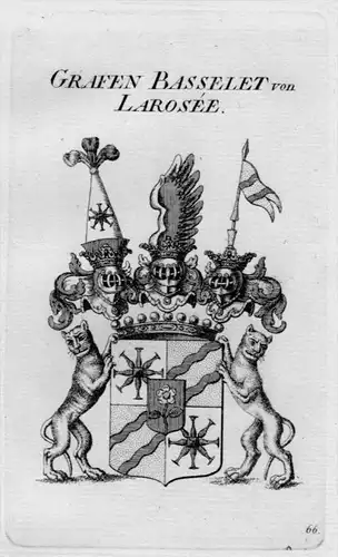 Basselet Larosee Wappen Adel coat of arms heraldry Heraldik Kupferstich
