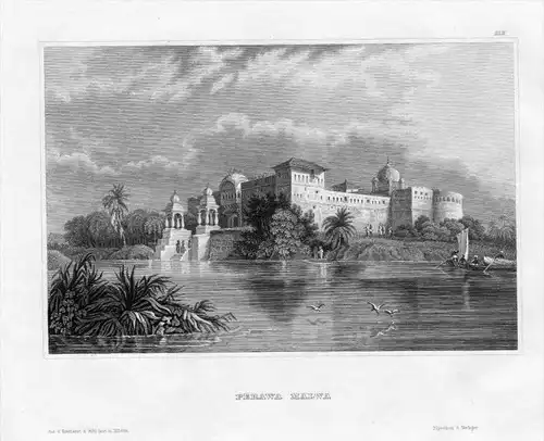 Perawa Mallwa Palast Bengal Indien India engraving Original