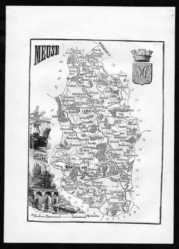 Meuse - Bar le Duc Frankreich France Departement Karte map Holzstich
