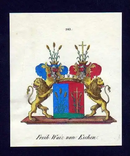 v Eschen Original Wappen Lithographie