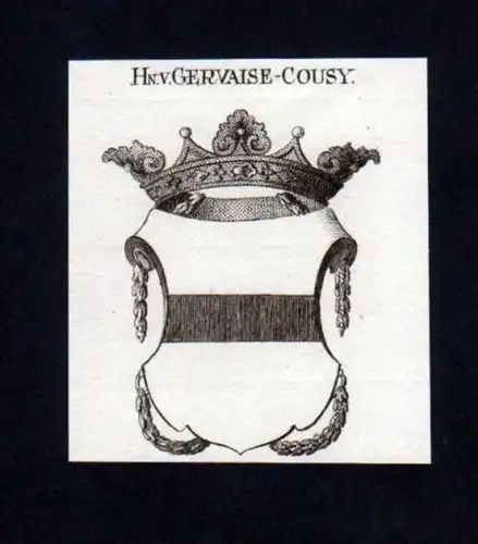 Herren v. Gervaise-Cousy Kupferstich Wappen Heraldik coat of arms