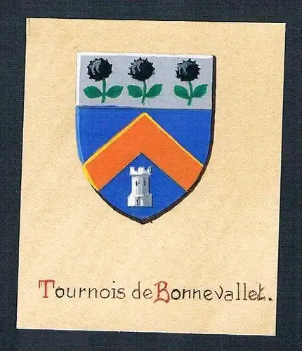 19. / 20. Jh. - Tournois de Bonnevallet Blason Aquarelle Wappen Heraldik crest