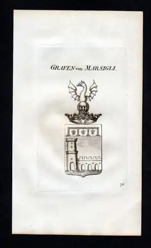 Grafen von Marsiglii Heraldik Wappen Kupferstich
