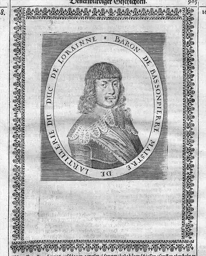 Francois de Bassompierre (1579-1646) Kupferstich Portrait engraving gravure
