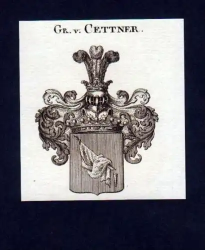Grafen v. Cettner Heraldik Kupferstich Wappen