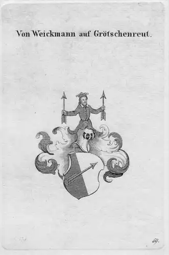 Weickmann Grötschenreut Wappen Adel coat of arms heraldry Kupferstich