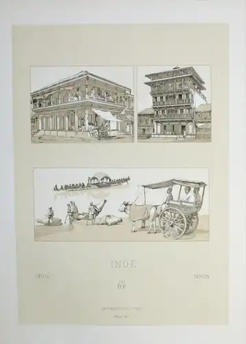 Haus Häuser house architecture Indien India Lithographie lithograph
