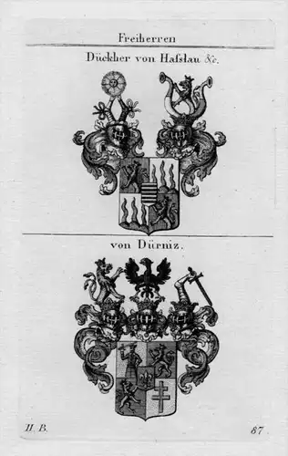 Dückher Hasslau Dürniz Wappen Adel coat of arms Heraldik crest Kupferstich