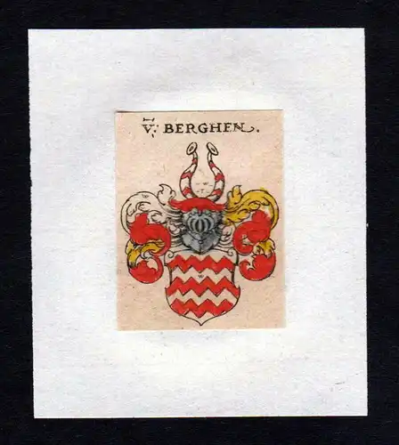 17. Jh von Bergen Wappen coat of arms heraldry Heraldik Kupferstich