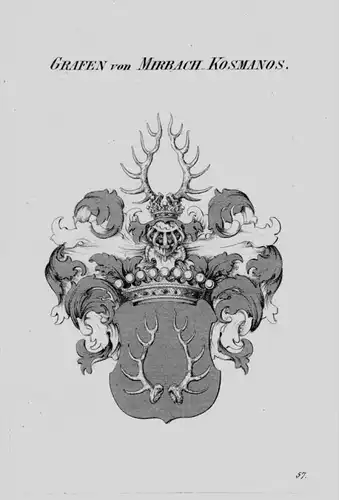 Mirbach Kosmanos Wappen Adel coat of arms heraldry Heraldik Kupferstich