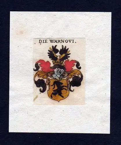h. Warnovy Warnovi Wappen Adel coat of arms heraldry Heraldik Kupferstich