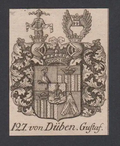 Düben Gustaf Wappen vapen coat of arms Genealogie Heraldik Kupferstich
