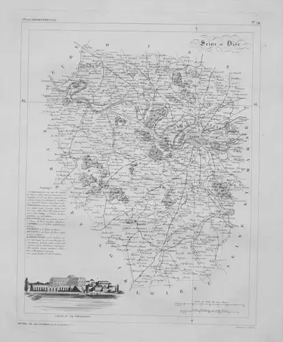 Departement Seine et Oise carte gravure Kupferstich Karte map France