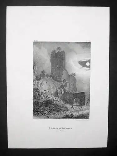 Burg Girbaden Mollkirch Elsass Alsace Lithographie
