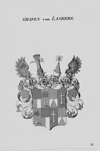 Lasberg Wappen Adel coat of arms heraldry Heraldik crest Kupferstich