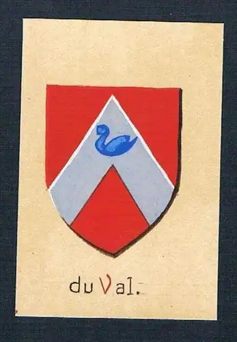 19. / 20. Jh. - de Val Blason Aquarelle Wappen coat of arms Heraldik