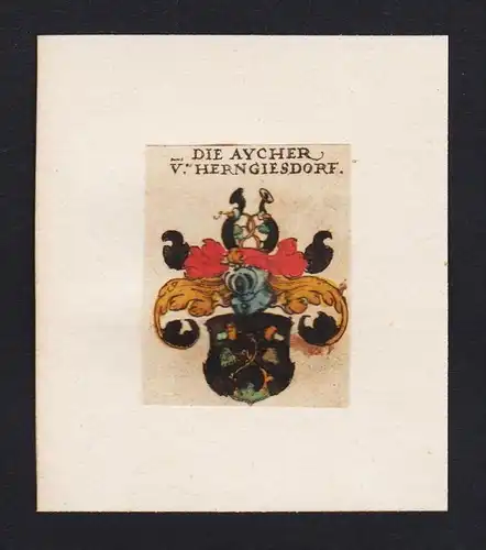 . Aycher von Herngiesdorf Wappen coat of arms heraldry Kupferstich