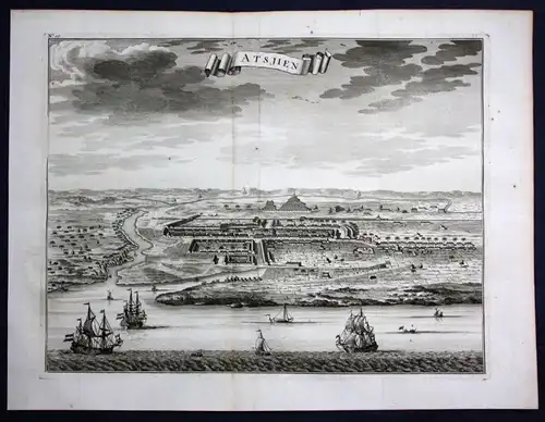 Aceh Sumatra Indonesia Asia view map engraving Valentijn