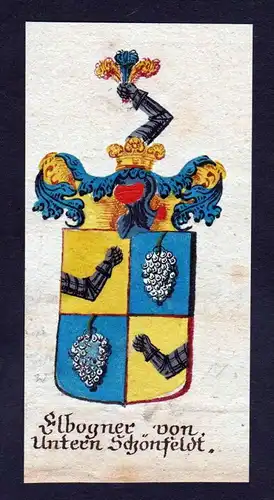 Ehlbogner von Unterschönfeld Böhmen Wappen coat of arms Manuskript