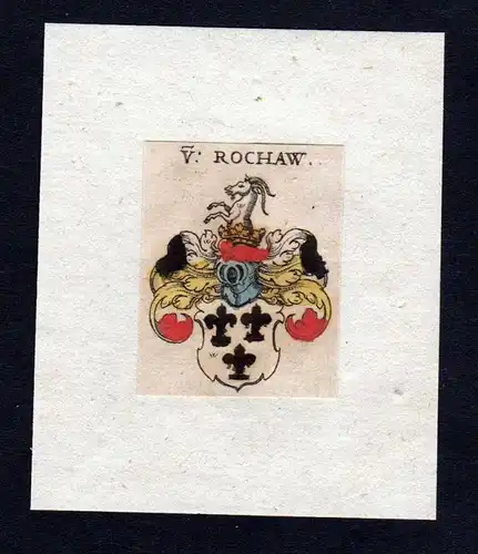 h. von Rochau Rochaw Wappen Adel coat of arms heraldry Heraldik Kupferstich