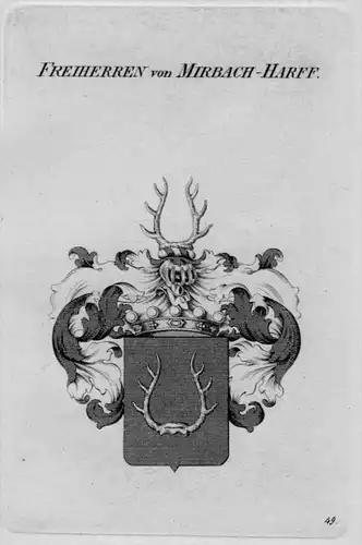 Mirbach- Harff Wappen Adel coat of arms heraldry Heraldik Kupferstich