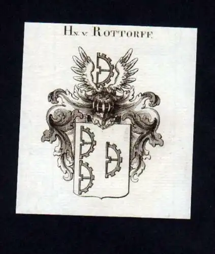 Herren v. Rottorff Heraldik Kupferstich Wappen coat of arms Heraldik
