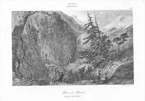 Bad Pfäfers Kt St. Gallen Original  engraving gravure