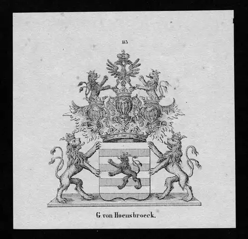 von Hoensbroeck Wappen Adel coat of arms heraldry Heraldik Lithographie
