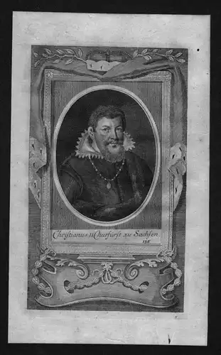 Christian II Kurfürst von Sachsen engraving Original Kupferstich Portrait