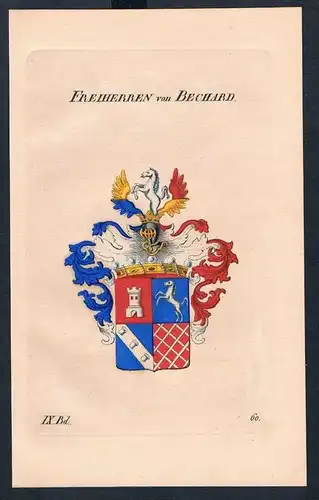 Freiherren von Bechard Wappen Kupferstich Genealogie Heraldik coat of arms