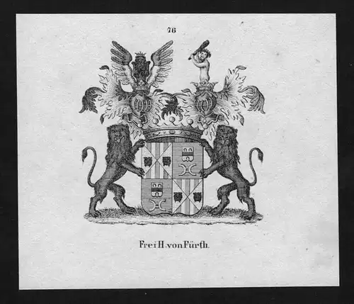 von Fürth Wappen Adel coat of arms heraldry Heraldik Lithographie