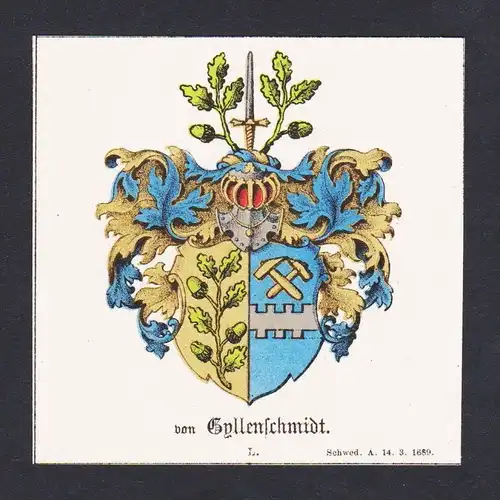 . von Gullenschmidt Wappen Heraldik coat of arms heraldry Litho