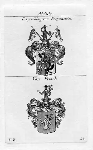 Freyschlag / Frisch - Wappen Adel coat of arms heraldry Heraldik Kupferstich